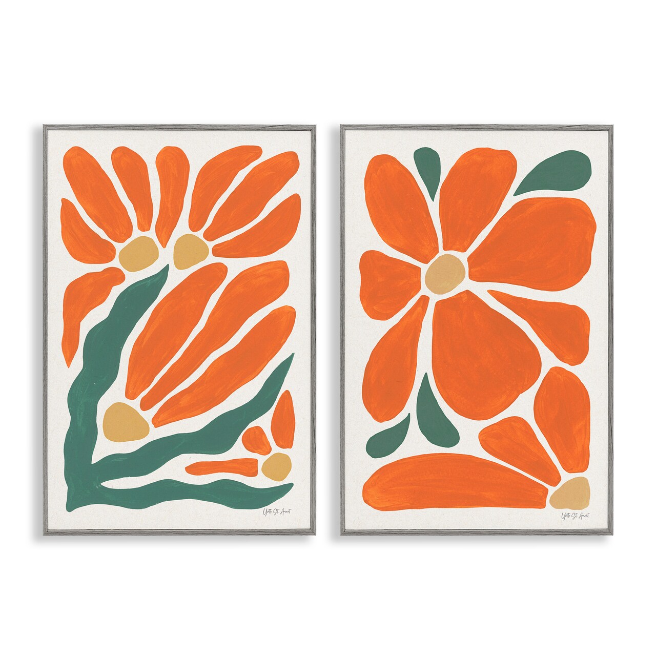 Stupell Industries Midcentury Flower Abstracts 2pc Framed Giclee Set, design by Yvette St. Amant